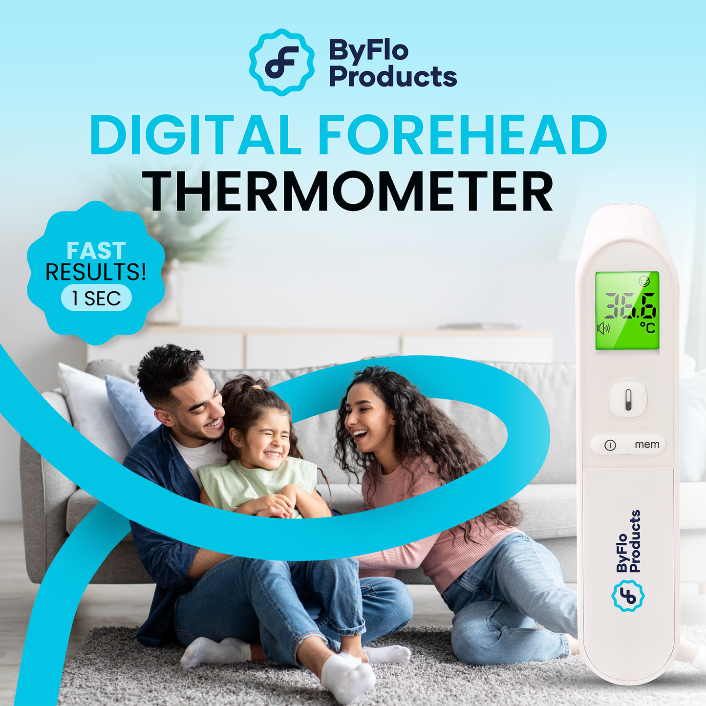 ByFloProducts Digital Forehead Thermometer (PG-IRT1602)