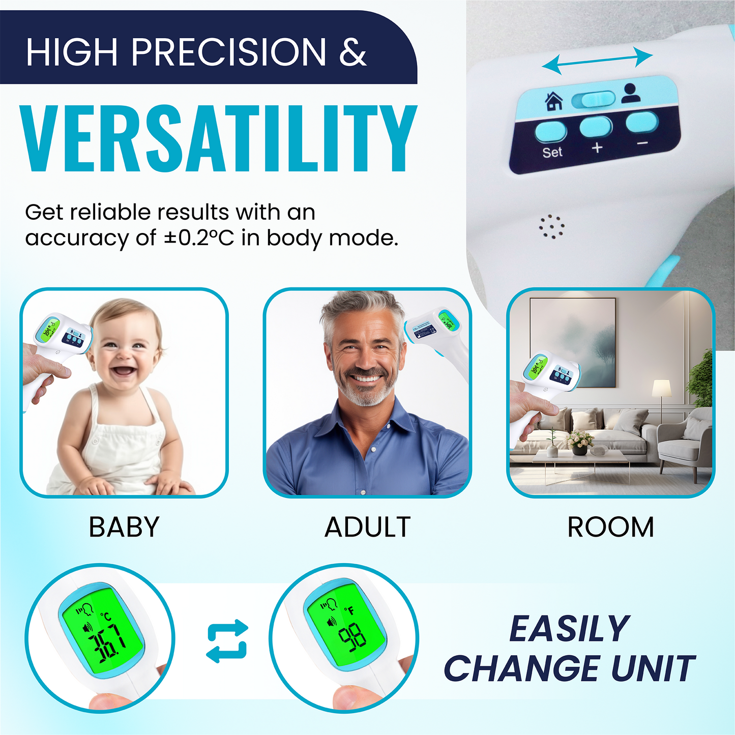 ByFloProducts Forehead Thermometer, Non Touch Digital Thermometer for Adult and Baby (JZK-601)