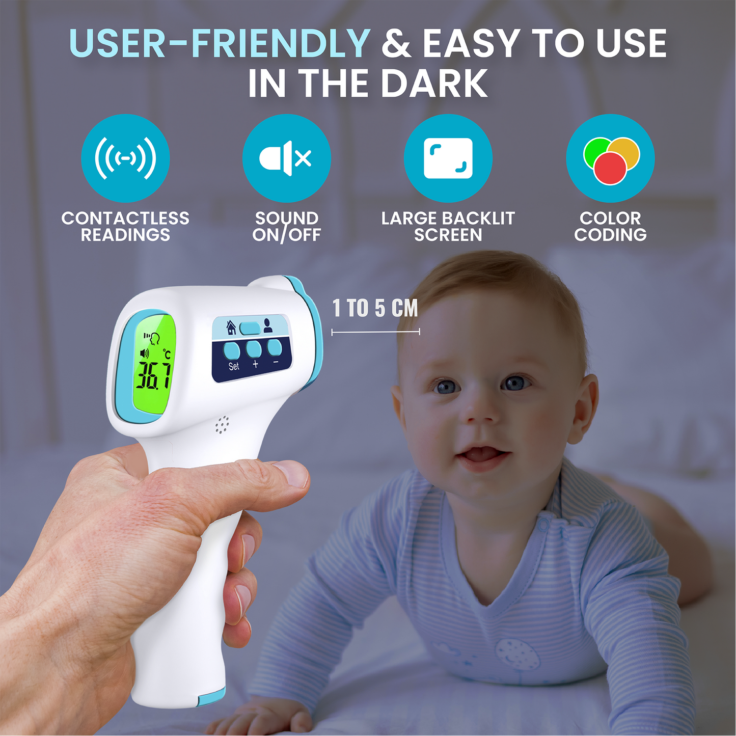 ByFloProducts Forehead Thermometer, Non Touch Digital Thermometer for Adult and Baby (JZK-601)