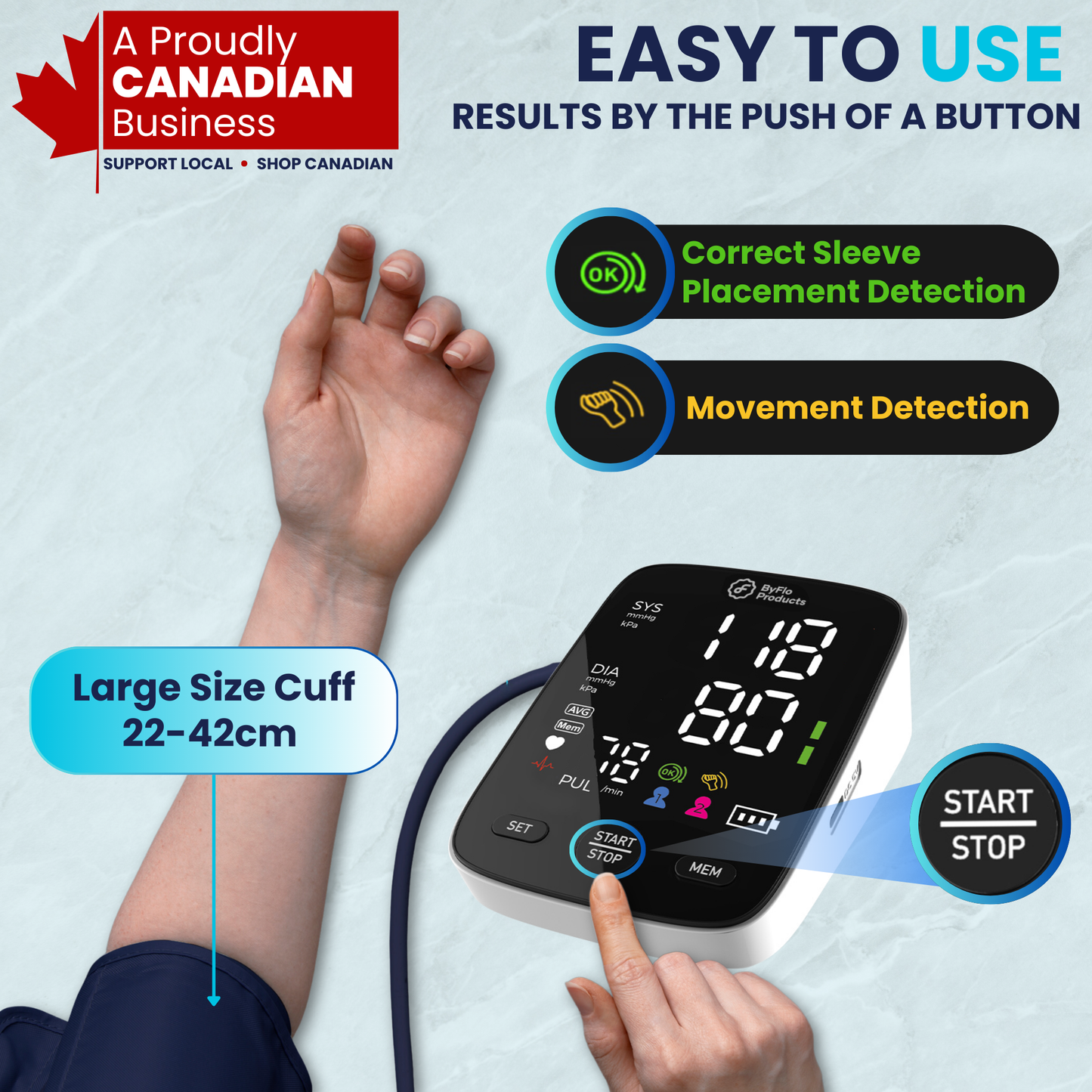 ByFloProducts Advanced Blood Pressure Monitor for Home Use - Easy to Use (FC-BP121)