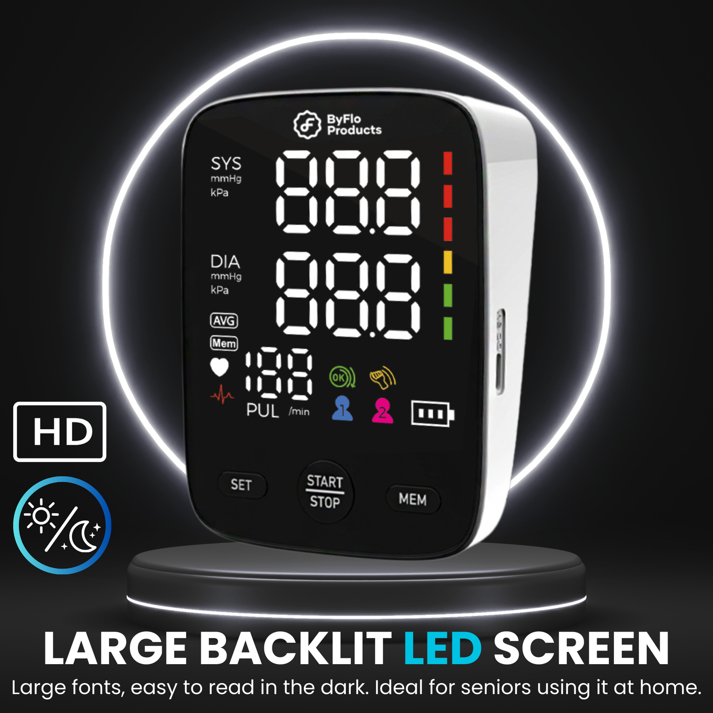 ByFloProducts Advanced Blood Pressure Monitor for Home Use - Easy to Use (FC-BP121)