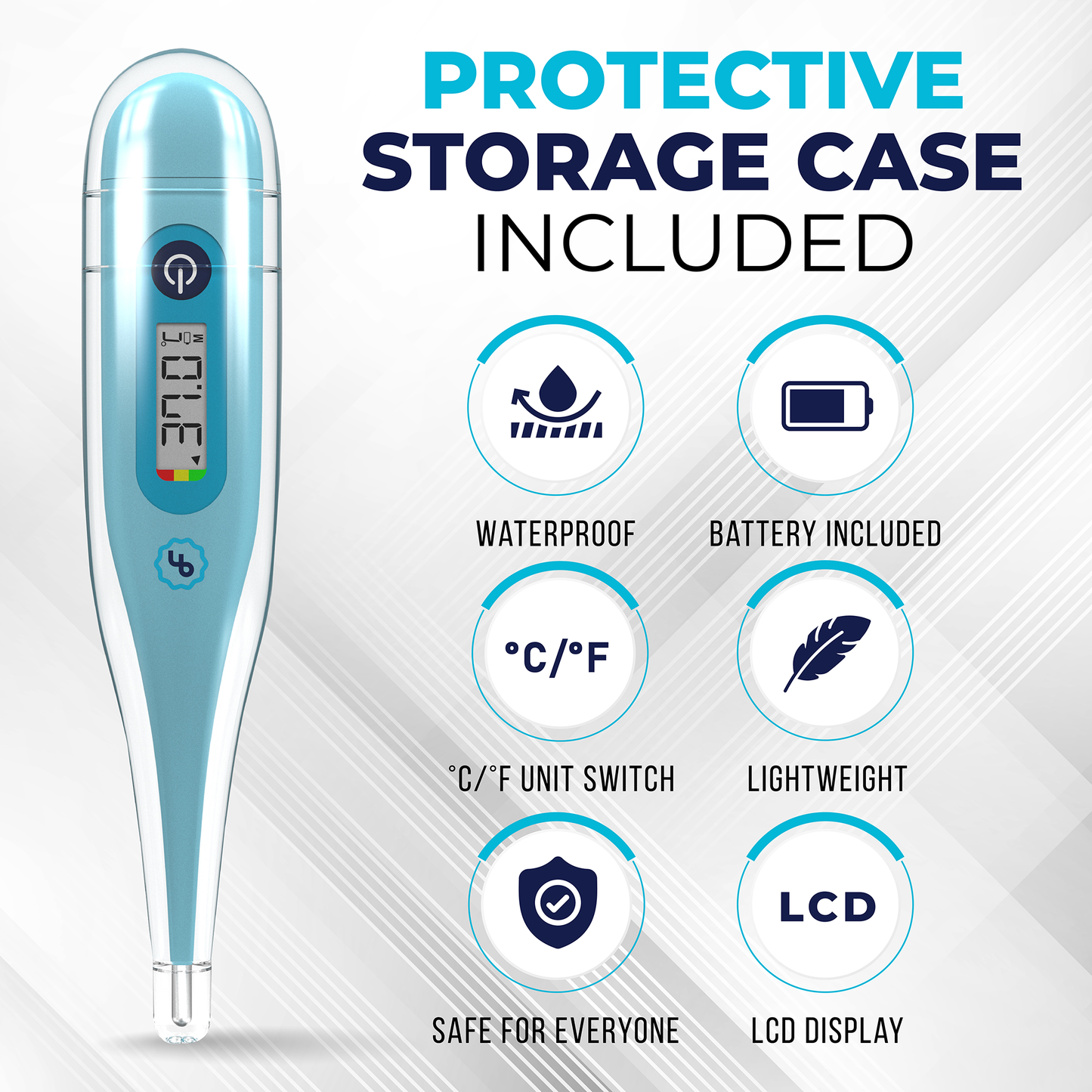 ByFloProducts Thermomètre numérique – Thermomètre oral, rectal et aisselles (DMT-4132 Bleu)