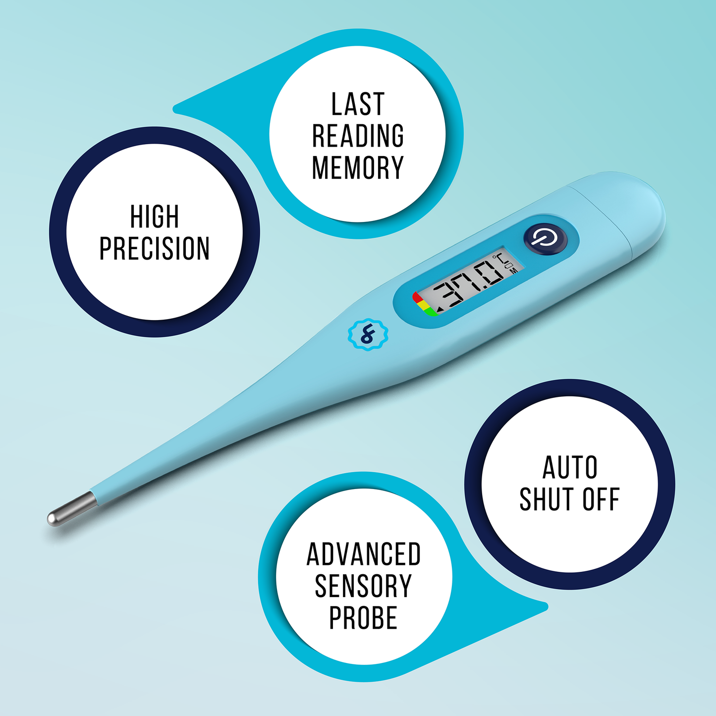 ByFloProducts Thermomètre numérique – Thermomètre oral, rectal et aisselles (DMT-4132 Bleu)