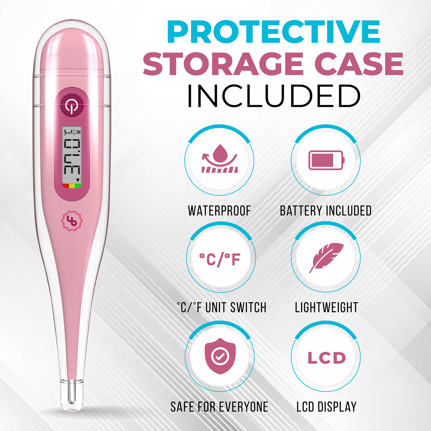 ByFloProducts Digital Thermometer - Oral Thermometer, Rectal & Underarm (DMT-4132 Pink)
