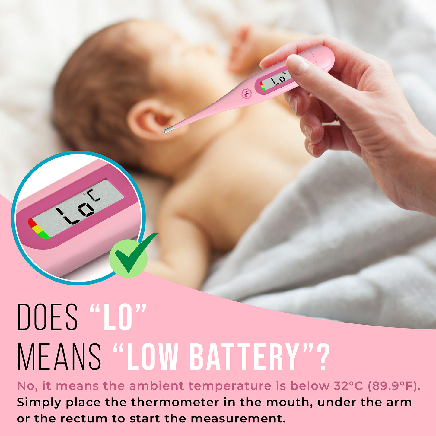 ByFloProducts Digital Thermometer - Oral Thermometer, Rectal & Underarm (DMT-4132 Pink)