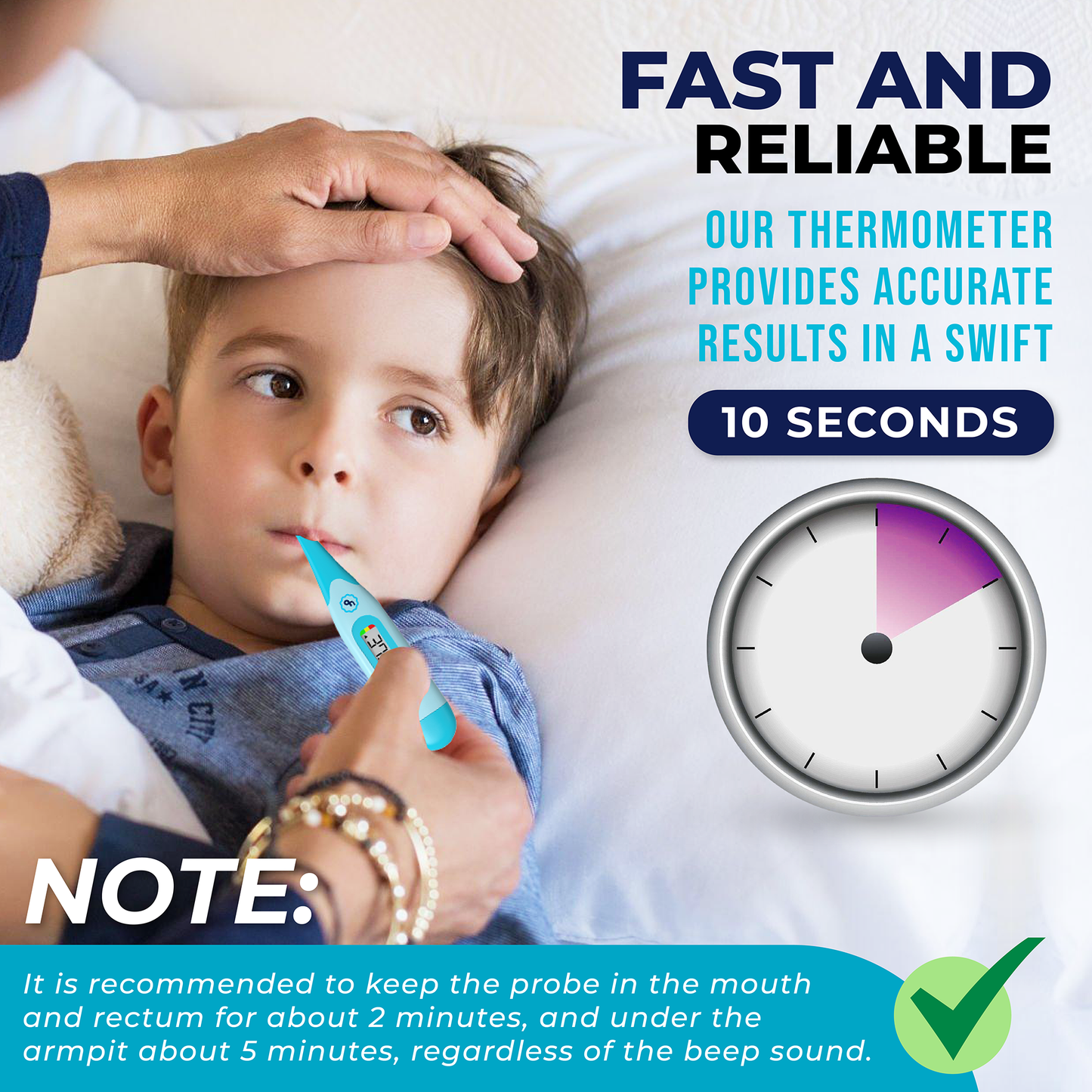 ByFloProducts Digital Thermometer - Flexible Tip - Oral Thermometer, Rectal & Underarm (DMT-4333 Blue)