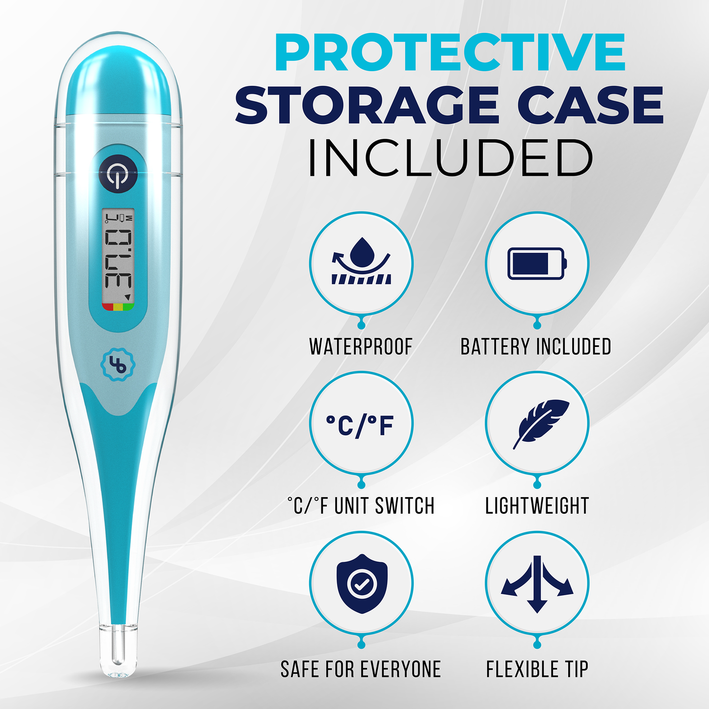 ByFloProducts Digital Thermometer - Flexible Tip - Oral Thermometer, Rectal & Underarm (DMT-4333 Blue)