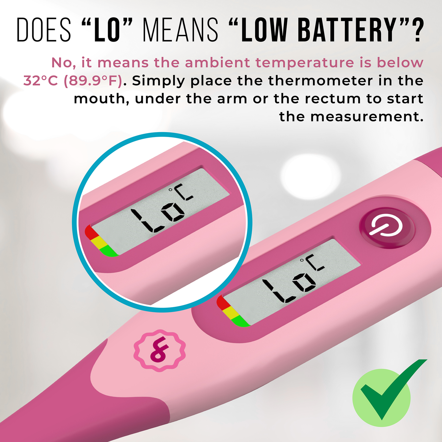 ByFloProducts Digital Thermometer - Flexible Tip - Oral Thermometer, Rectal & Underarm (DMT-4333 Pink)