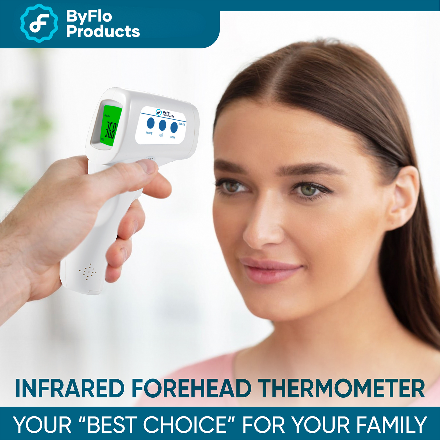 ByFloProducts Body, Surface & Room Touchless Thermometer (JXB-178)