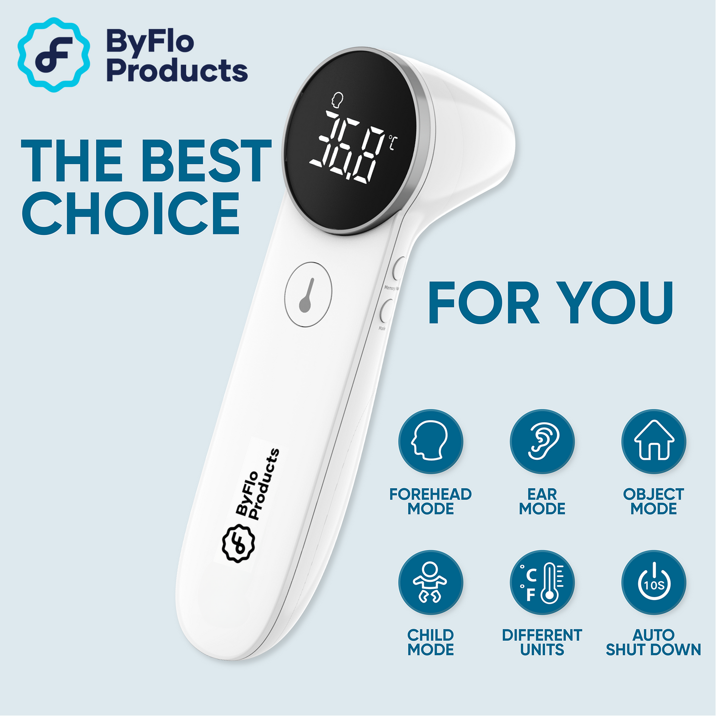 ByFloProducts 4-in-1 Non-Contact Infrared Thermometer (JPD-FR301)