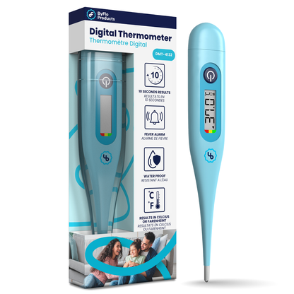 ByFloProducts Thermomètre numérique – Thermomètre oral, rectal et aisselles (DMT-4132 Bleu)