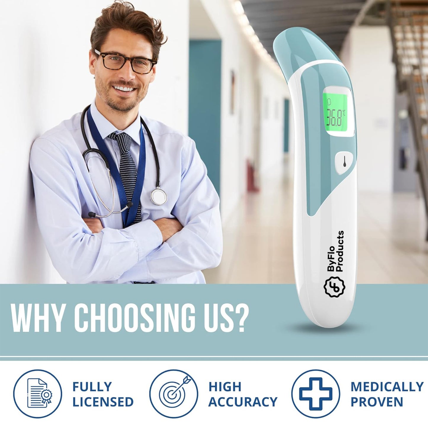 ByFloProducts Forehead, Ear & Object Thermometer (JPD-FR403)