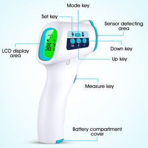 Thermomètre frontal ByFloProducts, thermomètre numérique sans contact pour adulte et bébé (JZK-601)