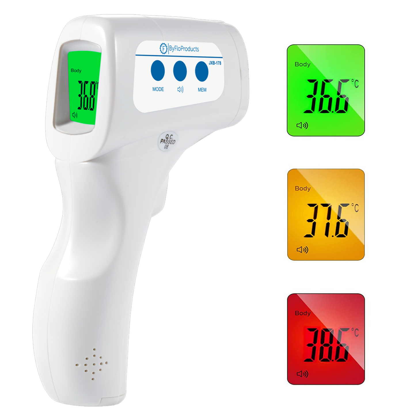 Thermomètre sans contact pour corps, surface & pièce ByFloProducts (JXB-178)