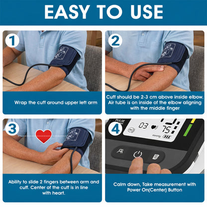 ByFloProducts Blood Pressure Monitor for Home Use – Digital Heart Rate Monitor with Backlit LCD Screen, Includes Blood Pressure Cuff, 4 AAA Batteries, Perfect Automatic Blood Pressure Machine (AOJ-30F)