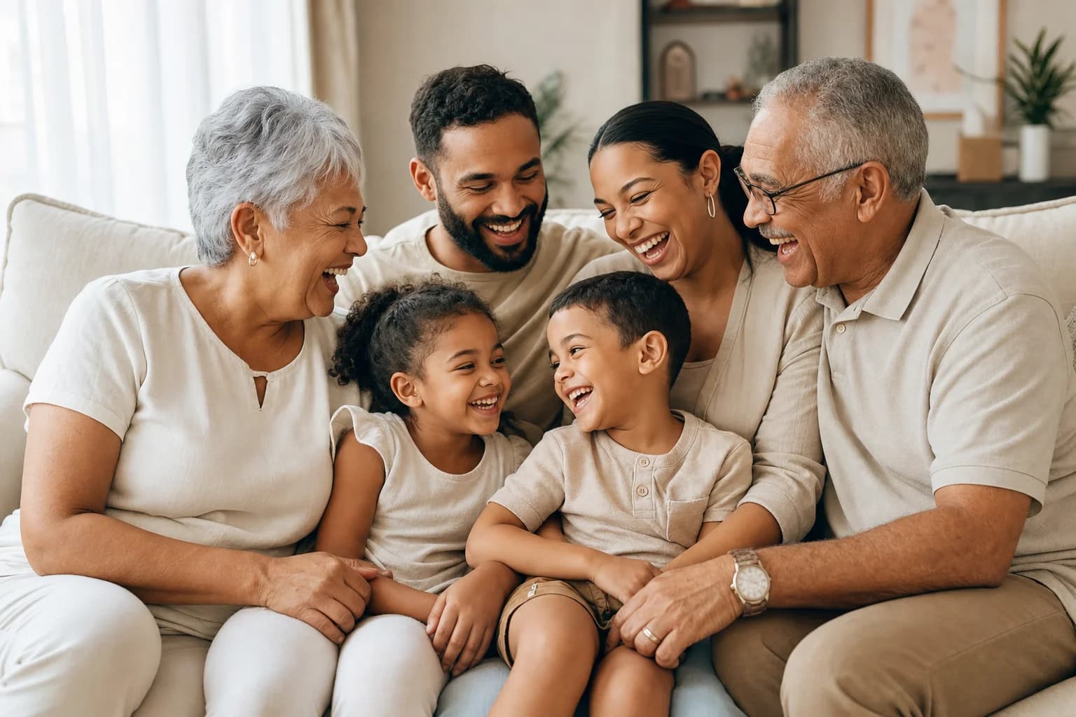 Happy multigenerational family enjoying time together at home